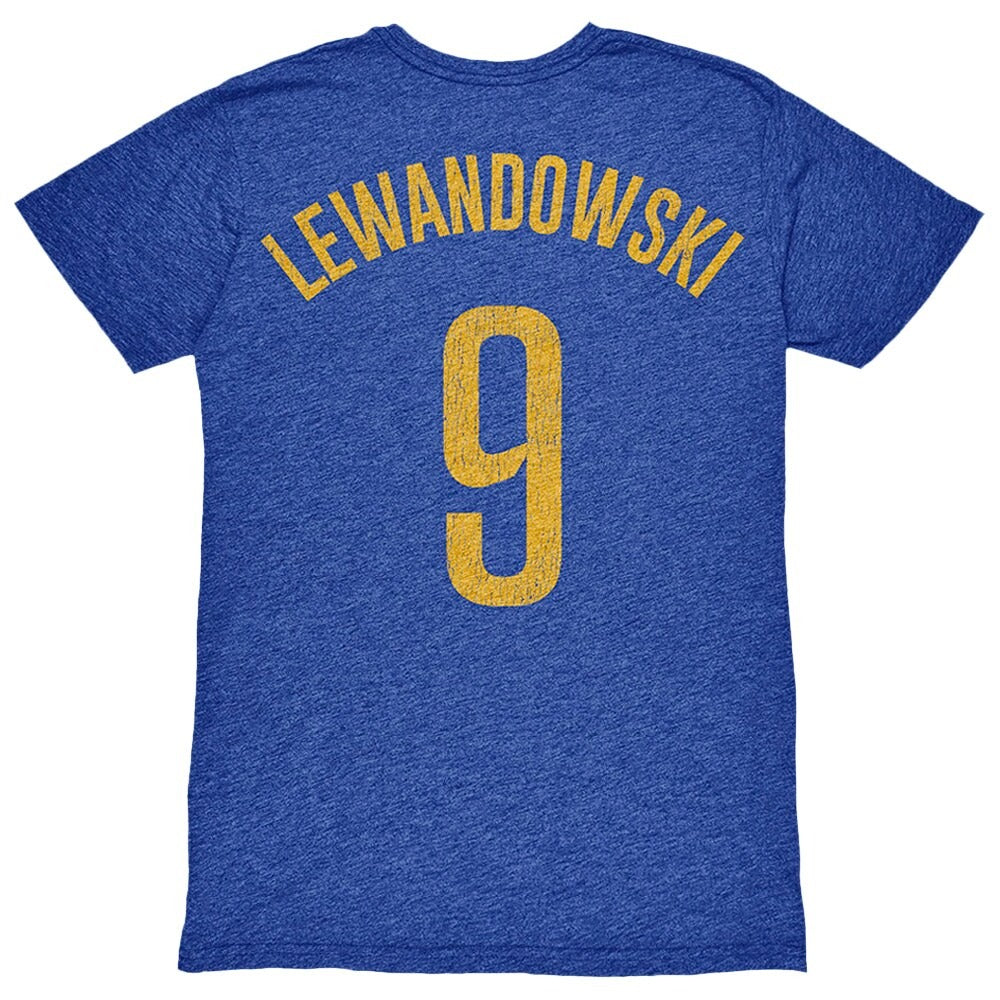 Robert Lewandowski Barcelona Player Name & Number Tri-Blend T-Shirt – Heather Royal - Shoppeno™