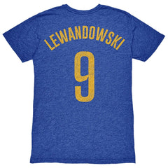 Robert Lewandowski Barcelona Player Name & Number Tri-Blend T-Shirt – Heather Royal - Shoppeno™