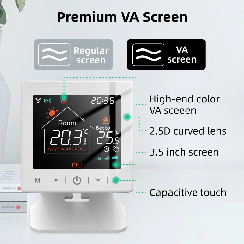 Smart Home WiFi Thermostat RF Wireless Gas Boiler Heating Programmable Room Temperature Remote Controller with Alexa Google | WiFi