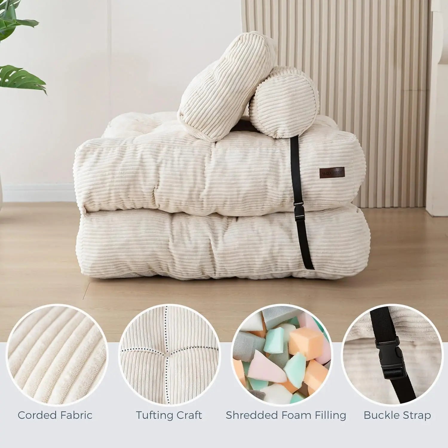 Folding Sofa Bed, Convertible Sleeper Chair with Pillow, Portable Fold Out Chair Bed Comfy Floor Sofa Lounge