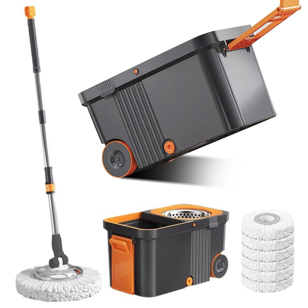Automatic Spin Mop and Bucket Set with 6 Microfiber Refills