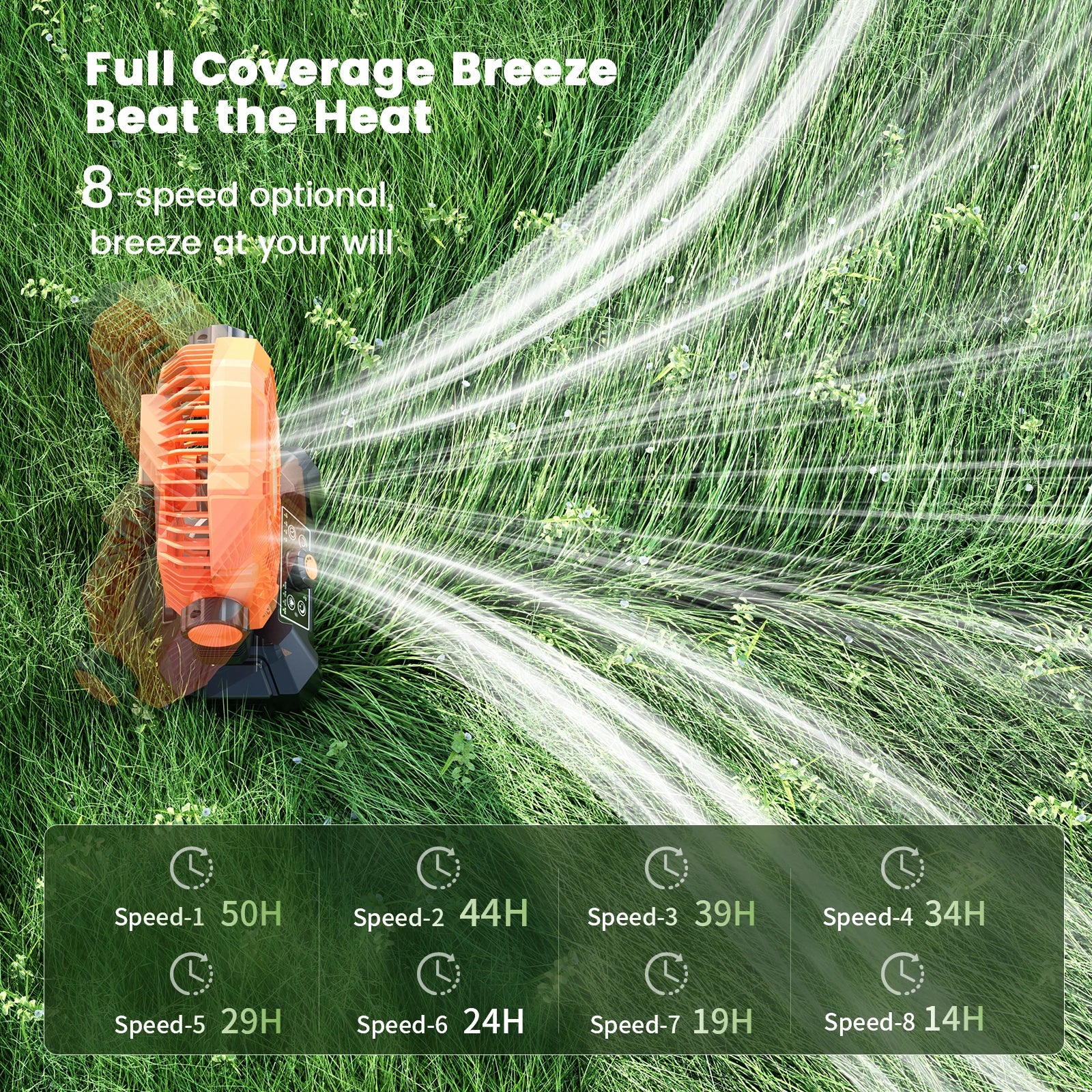 Portable Camping Fan with LED Lantern Remote and Hanging Hook