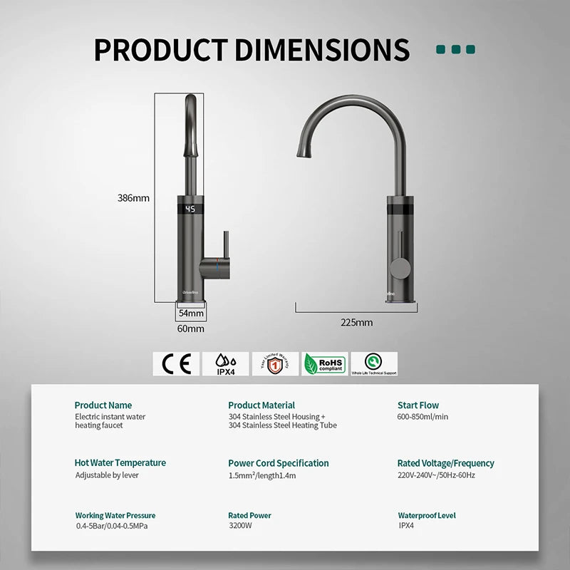 Instant Hot Water Faucet Electric Kitchen Heater Tap
