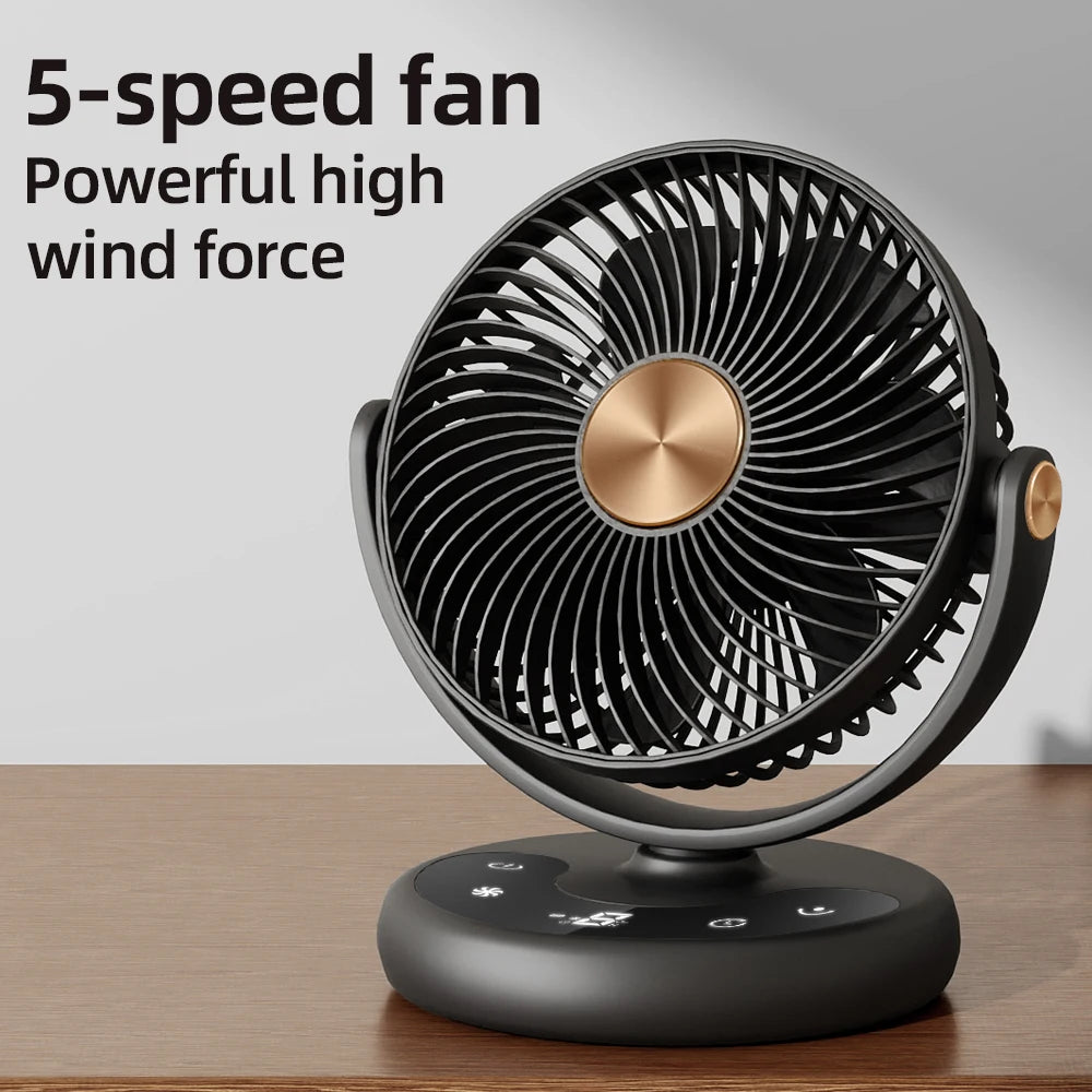 Portable 8-Inch USB Desk Fan with 5 Speeds and Oscillation | F57