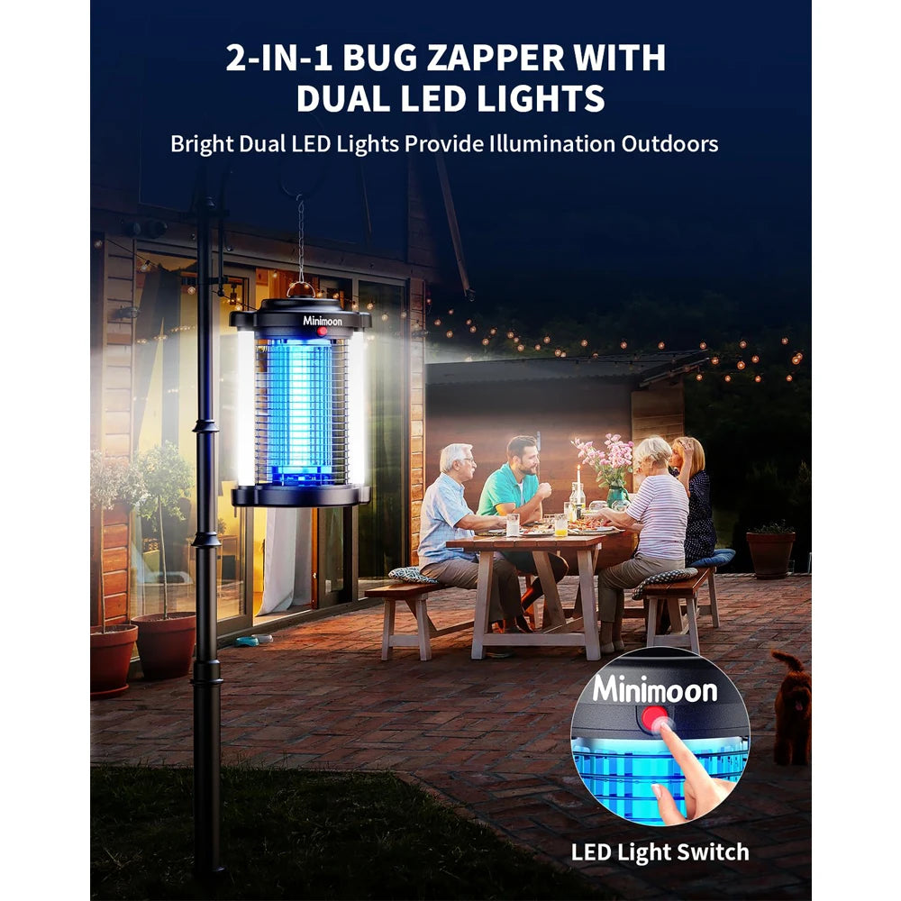 Outdoor Mosquito Bug Zapper Dual LED Light 4200V Electric Fly Trap