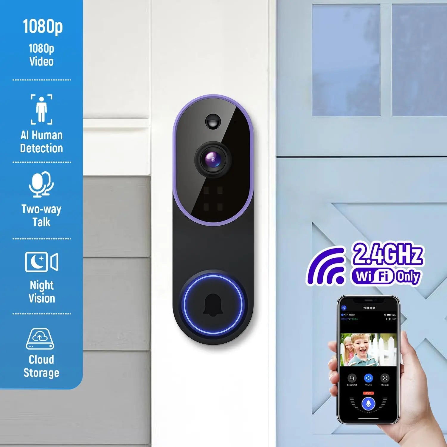 Smart Wireless Video Doorbell Camera Night Vision Security Surveillance