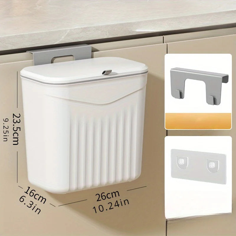 Space-Saving Wall-Mounted Kitchen Trash Bin | White