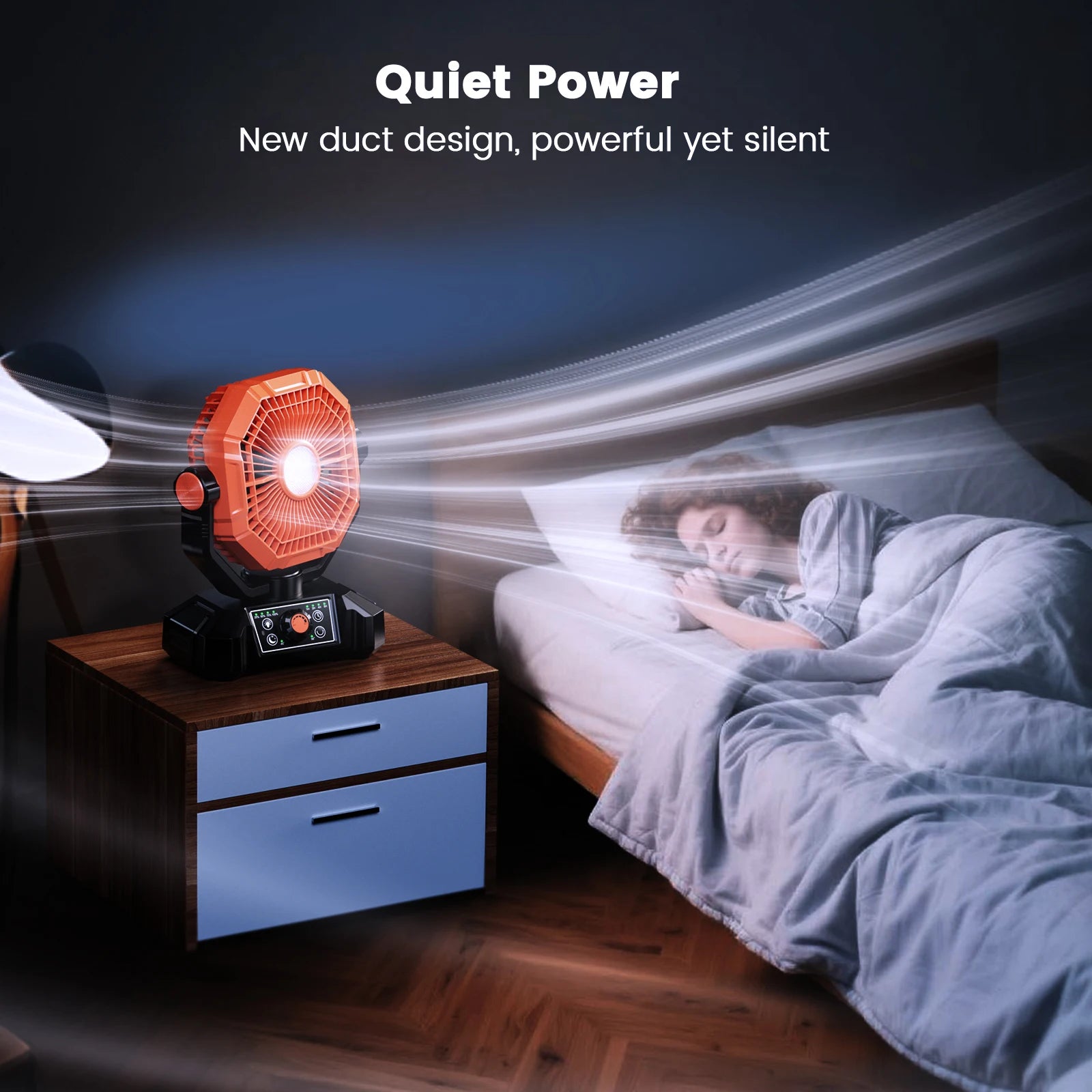 Portable Camping Fan with LED Lantern Remote and Hanging Hook