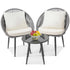 3-Piece Outdoor Bistro Set, Woven Rope Chairs with Cushions, All-Weather Patio Conversation Set with Side Table