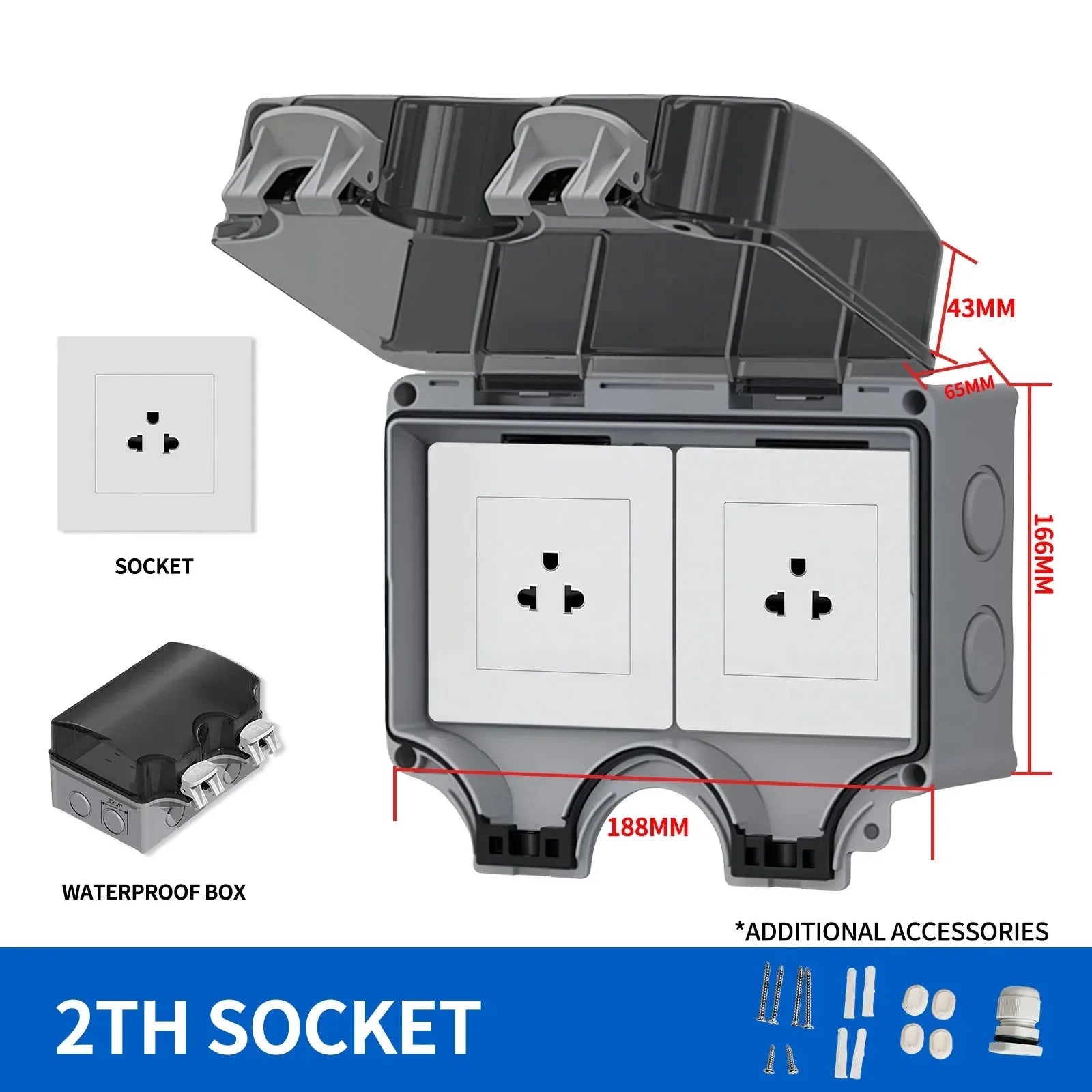 IP66 Weatherproof Outdoor Double Socket | EU