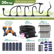 8mm PE Hose Misting Watering System Kit with Self-Priming Pump and Adjustable Sprayer