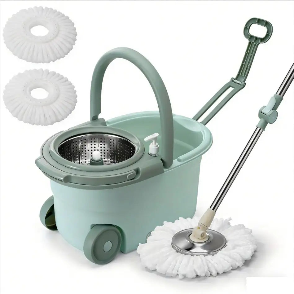 360 Spin Mop and Bucket System with Wringer 61 Inch Handle