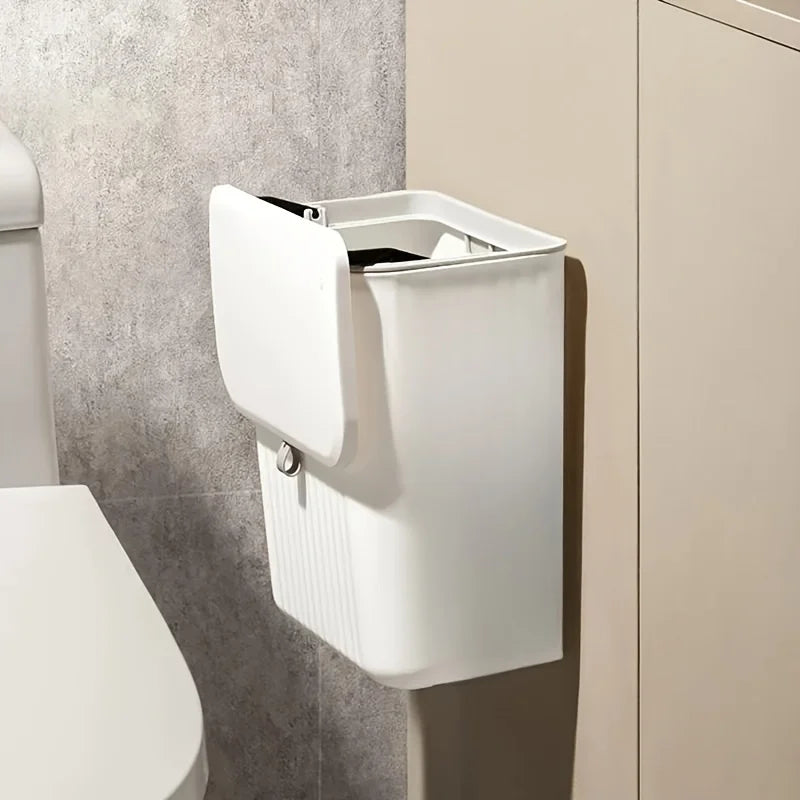 Space-Saving Wall-Mounted Kitchen Trash Bin | White