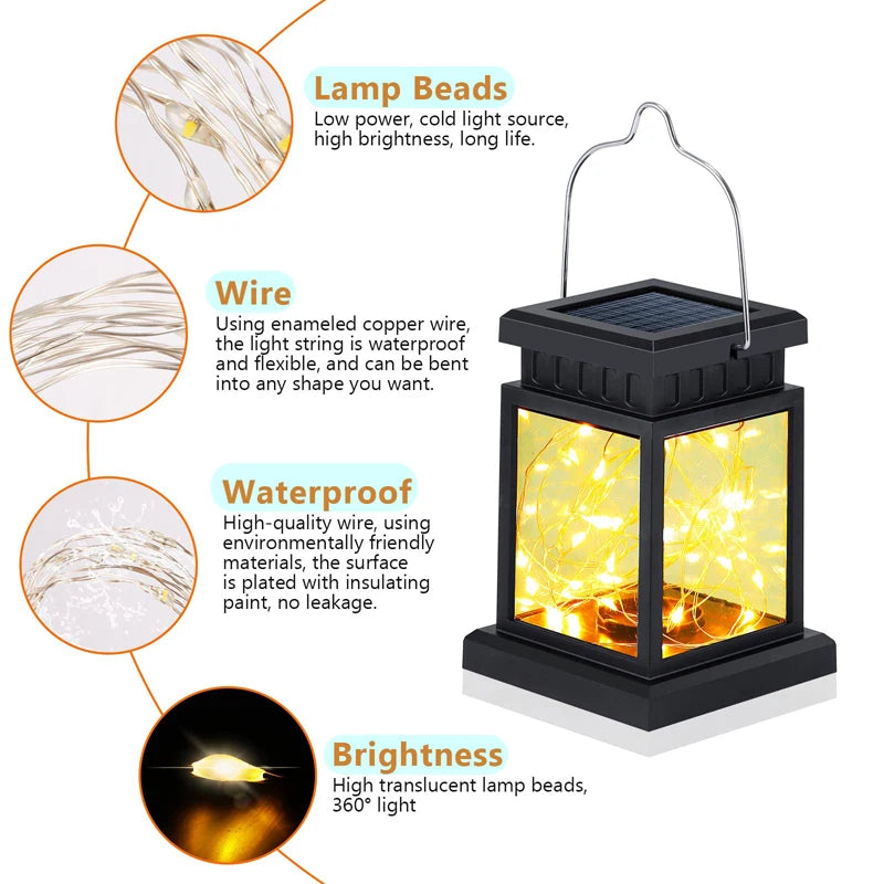 Outdoor Solar Garden Hanging Candle Lights Retro Palace Lantern Lamps Landscape Decor Lighting Floor Balcony Yard Solar Lights