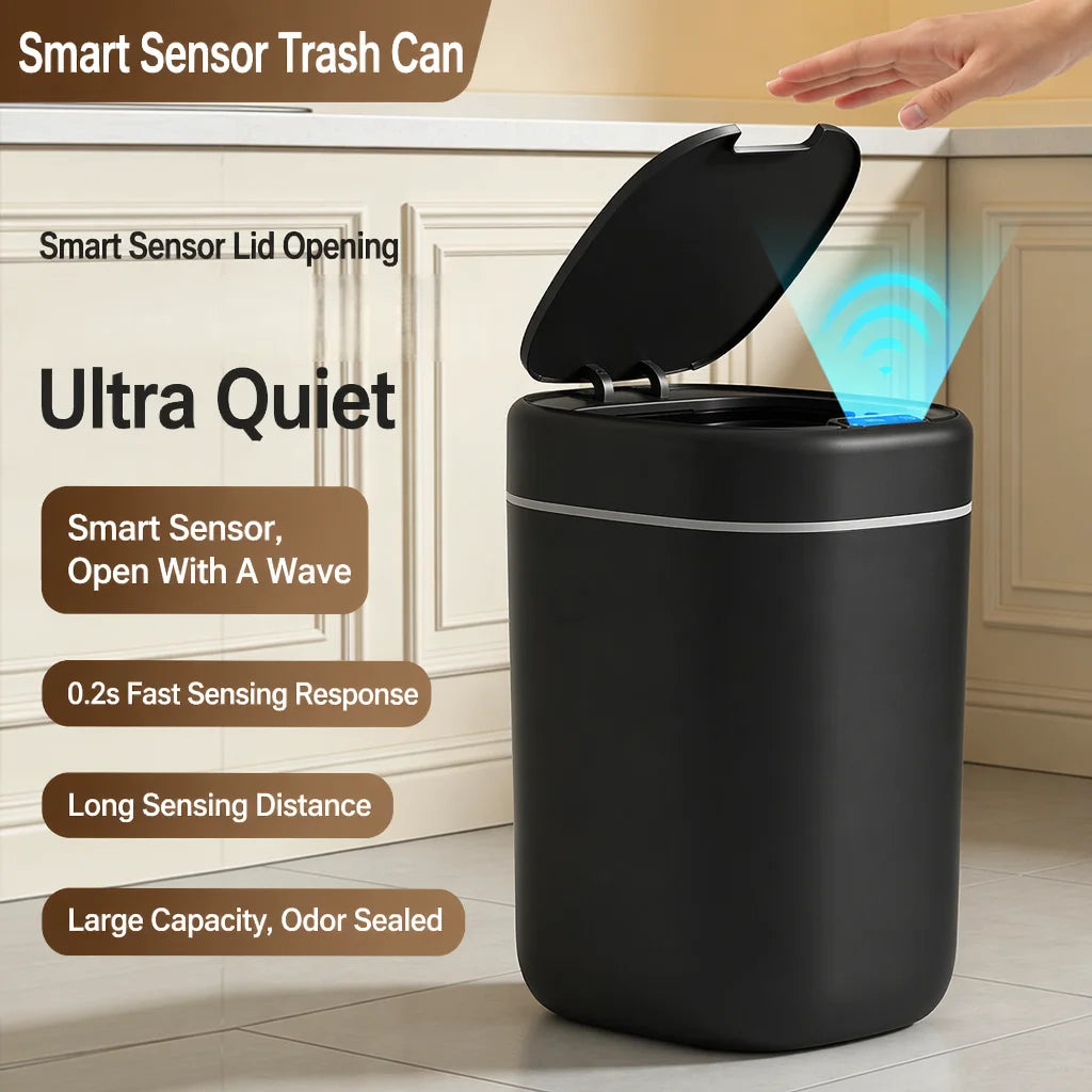 17L Large Capacity Smart Sensor Trash Can with 3 Induction Modes, Touch Control & Odor Sealed Airtight Lid Design, Easy To Clean Durable Touchless Automatic Waste Bin for Bathroom Office Household Use