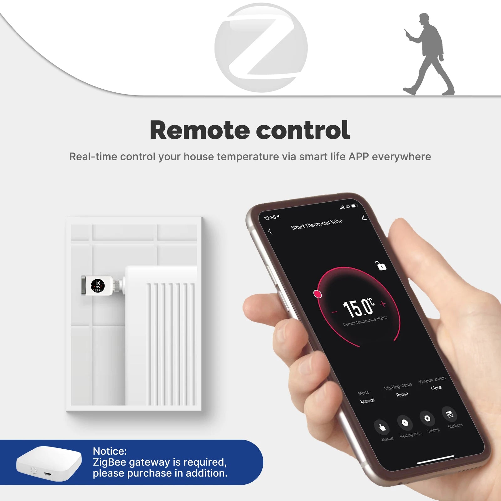Smart Thermostatic Radiator Valve TRV Programmable App Remote Temperature Controller | 1 PC zigbee