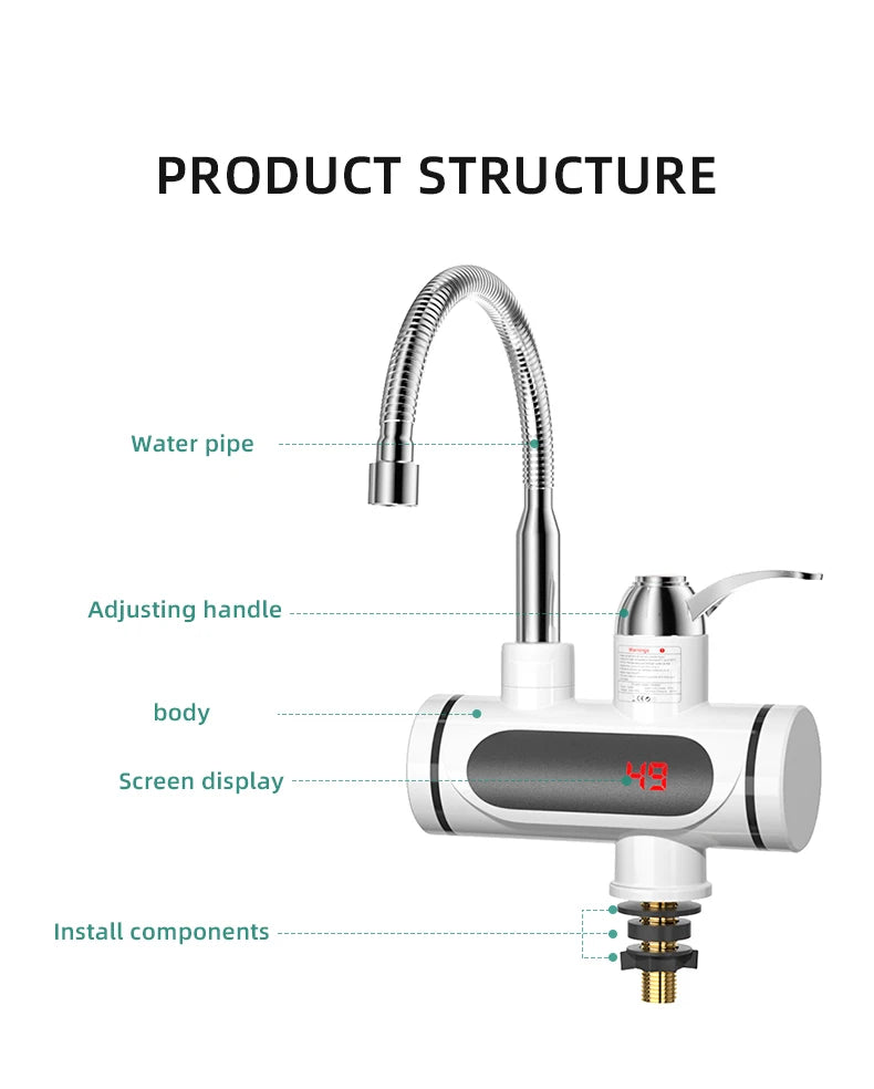 3000W Instant Electric Hot Water Heater Faucet with LED Display