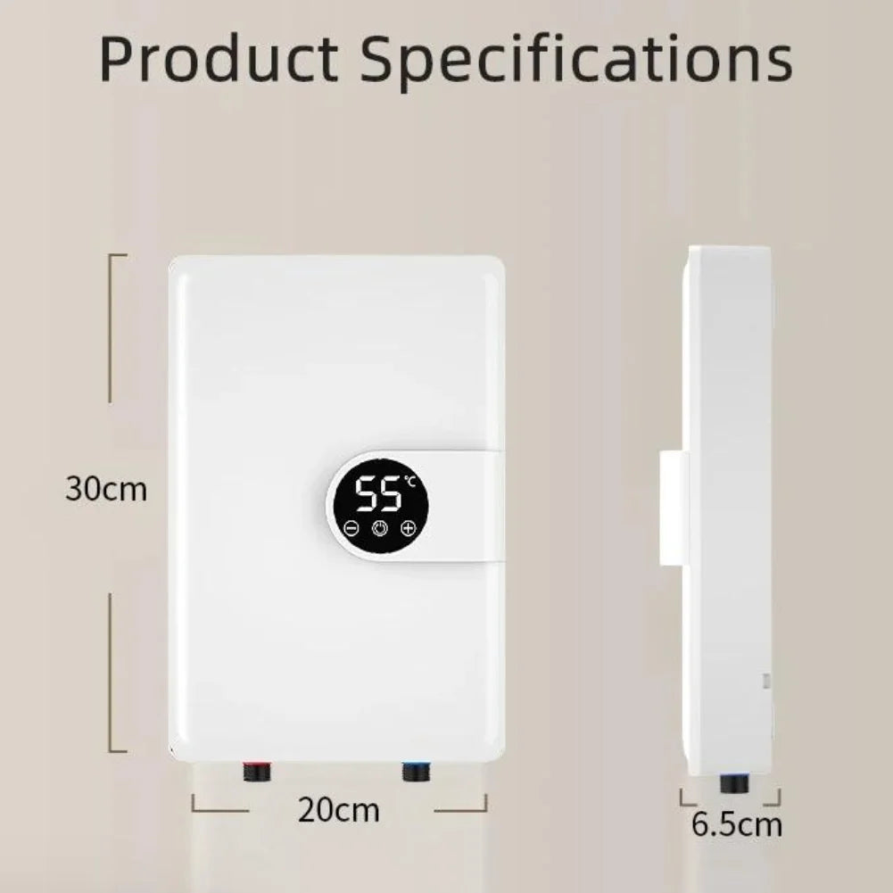 Electric Water Heater Bathroom Wall Mount LCD Display 5500W