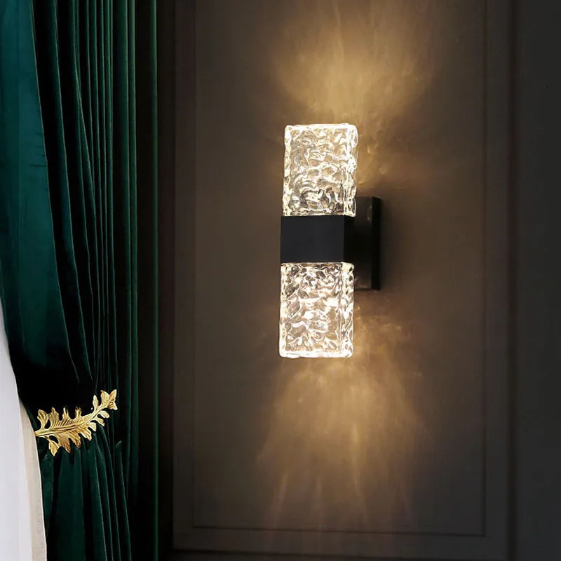 Modern Water Ripple Glass Rectangle Wall Lamp Gold 29x9cm | 41765670