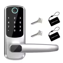 WiFi Smart Door Lock | Biometric Fingerprint, Password, Card & Key | USB Emergency Charger | Silver