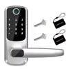 WiFi Smart Door Lock | Biometric Fingerprint, Password, Card & Key | USB Emergency Charger | Silver