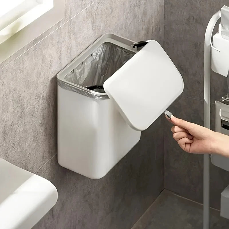 Space-Saving Wall-Mounted Kitchen Trash Bin | White