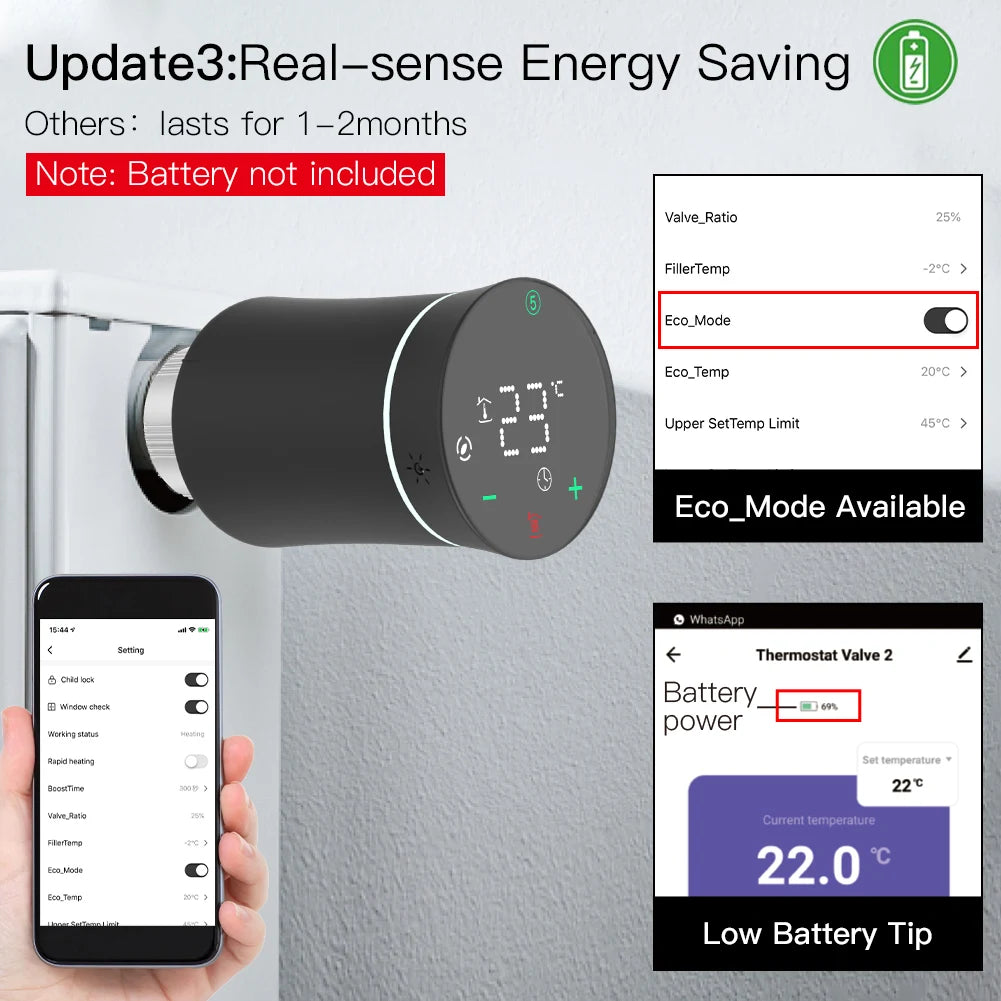ZigBee 3.0 TRV Thermostat Smart Radiator Actuator Valve Programmable Temperature Controller Alexa Google Voice Control
