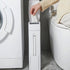 Bathroom Trash Can Toilet Brush Combo Space-Saving Narrow Garbage Can with Lid