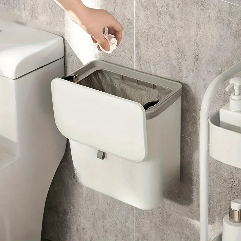 Space-Saving Wall-Mounted Kitchen Trash Bin | White