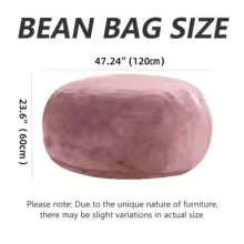 Adult Memory Foam Bean Bag Chair, 39 x 39 x 24 in, Soft Flannel Washable Cover, Padded Reading Seat for Bedroom and Dorm | 200134144