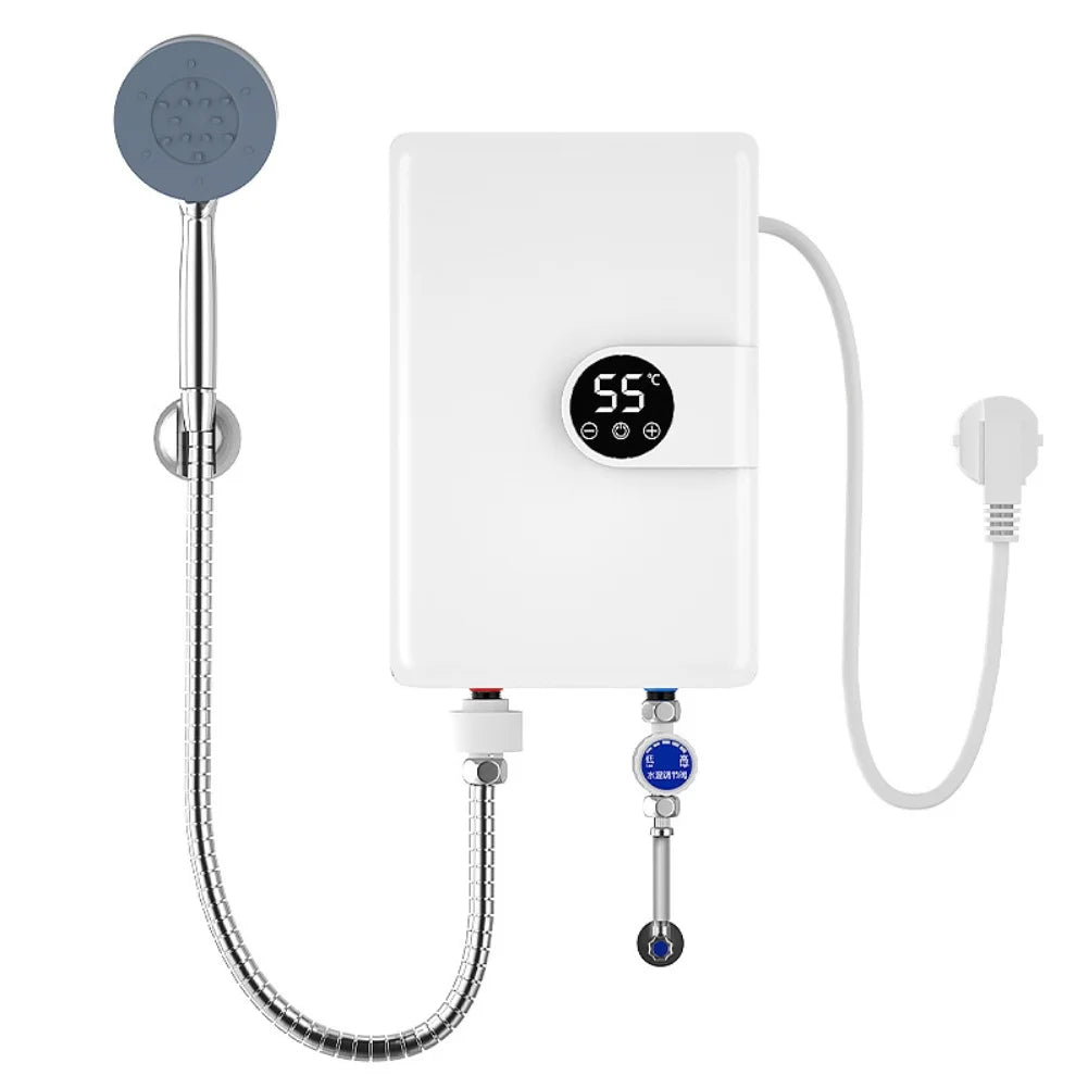 Electric Water Heater Bathroom Wall Mount LCD Display 5500W