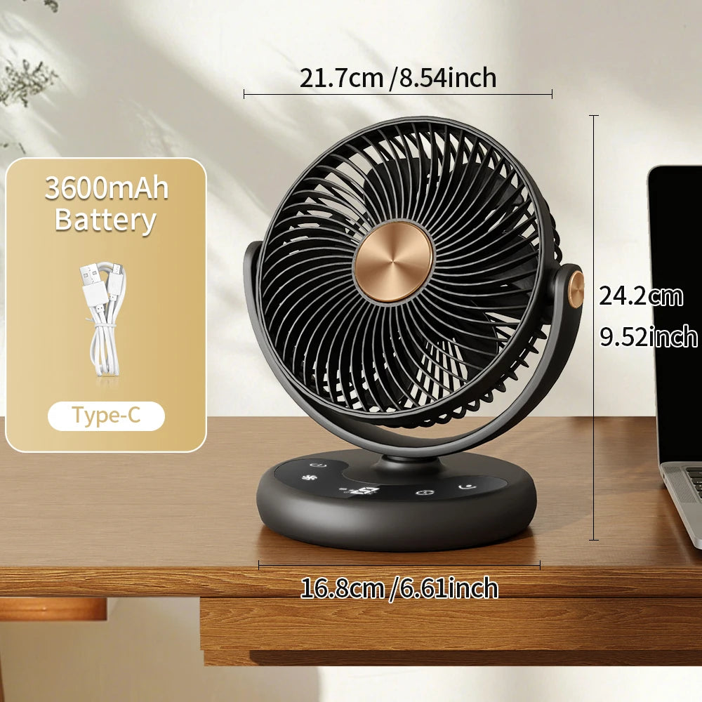 Portable 8-Inch USB Desk Fan with 5 Speeds and Oscillation | F57