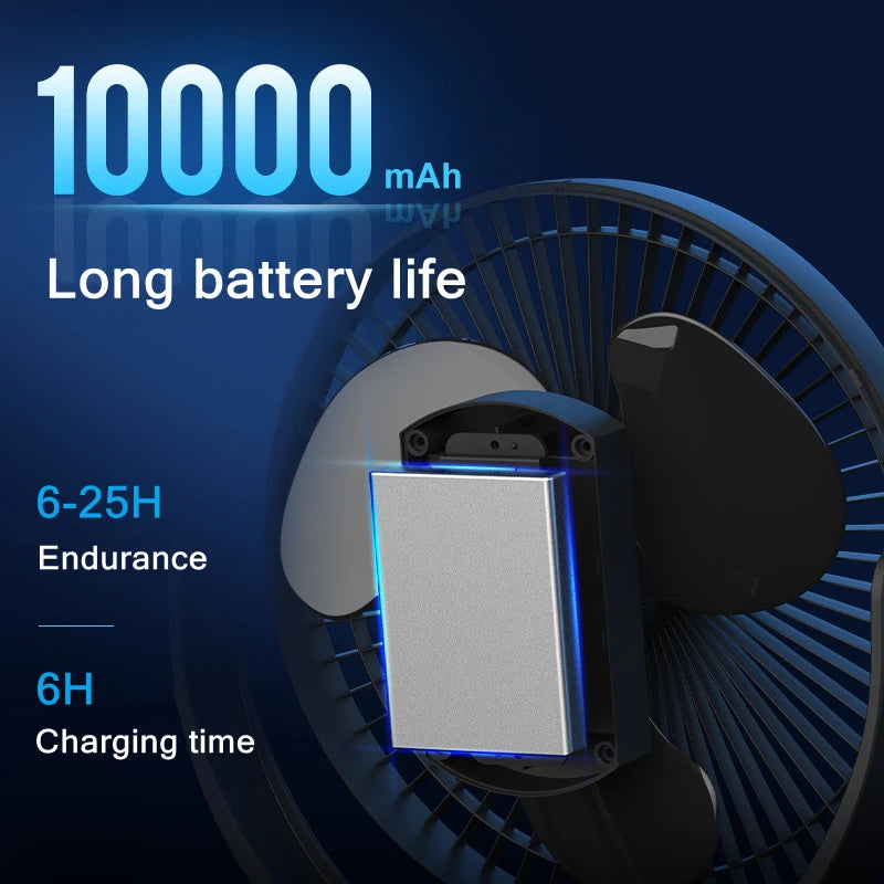 8-Inch Rechargeable Battery Operated Clip-On Air Circulating USB Fan