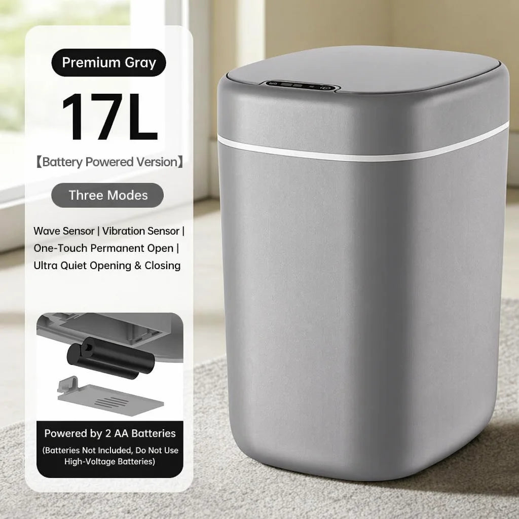 17L Large Capacity Smart Sensor Trash Can with 3 Induction Modes, Touch Control & Odor Sealed Airtight Lid Design, Easy To Clean Durable Touchless Automatic Waste Bin for Bathroom Office Household Use