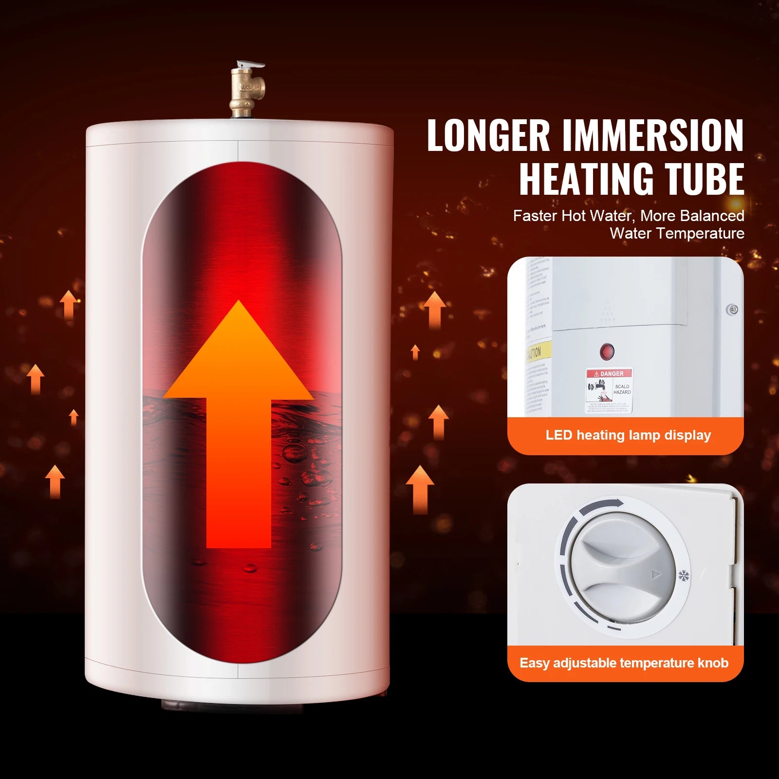 Electric Instant Hot Water Heater 1.6kW LED Display Knob Control | 100000015