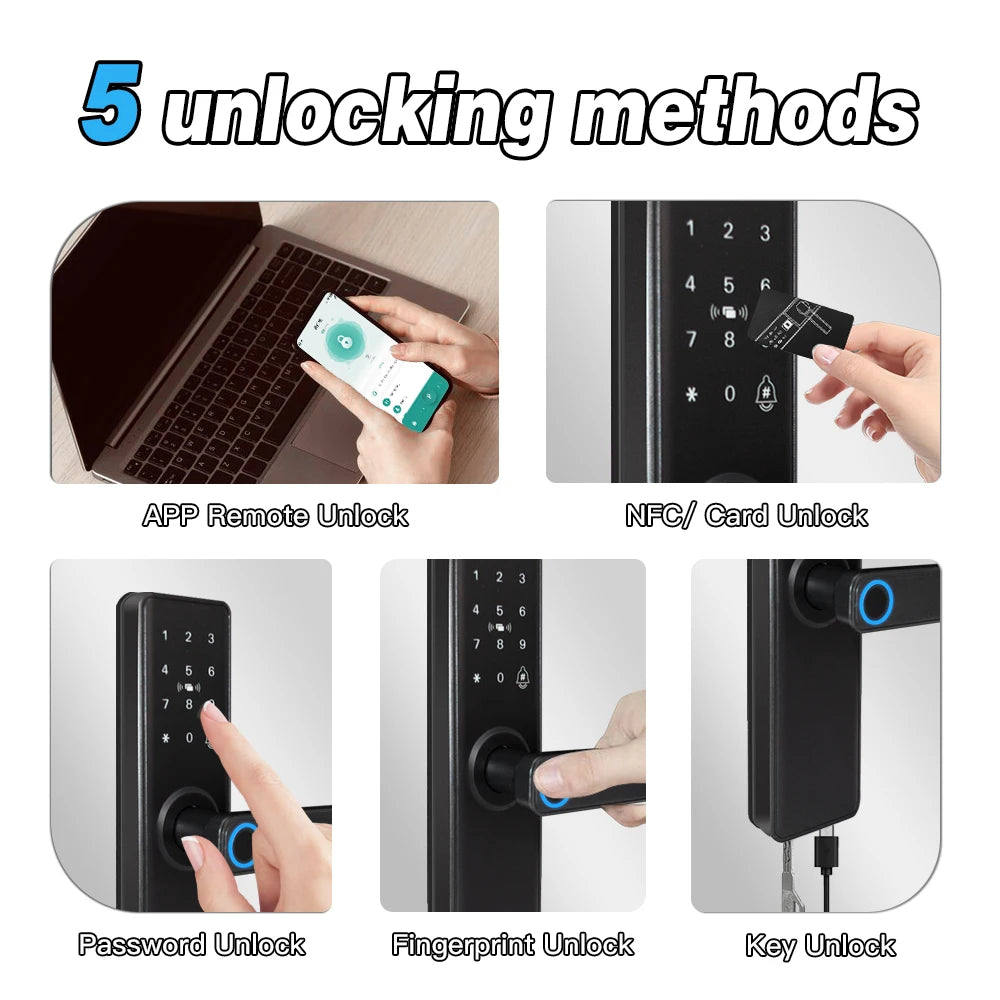 2026 Smart Door Lock With Bluetooth, Tuya App, Fingerprint & Keypad