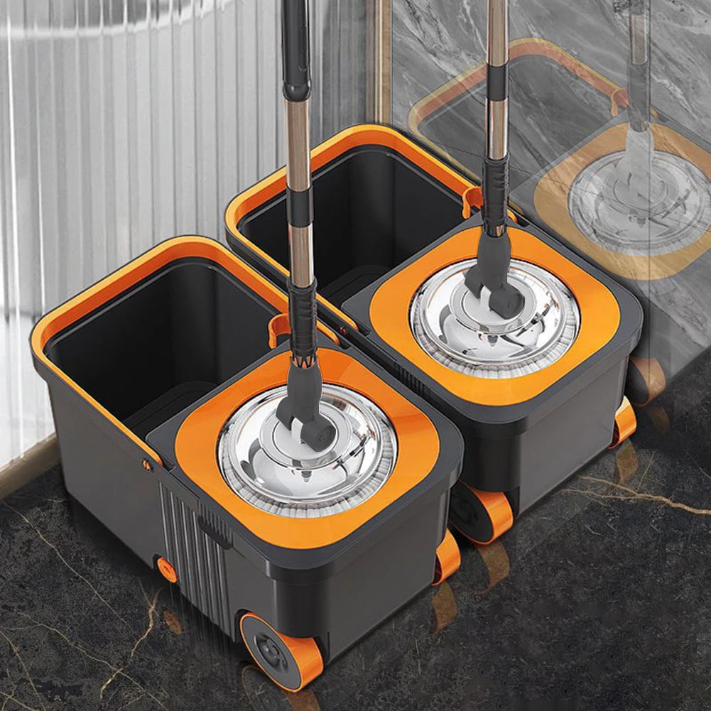 Automatic Spin Mop and Bucket Set with 6 Microfiber Refills