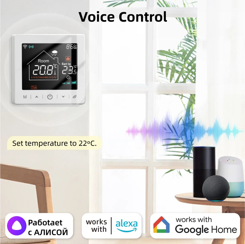 Smart Home WiFi Thermostat RF Wireless Gas Boiler Heating Programmable Room Temperature Remote Controller with Alexa Google | WiFi