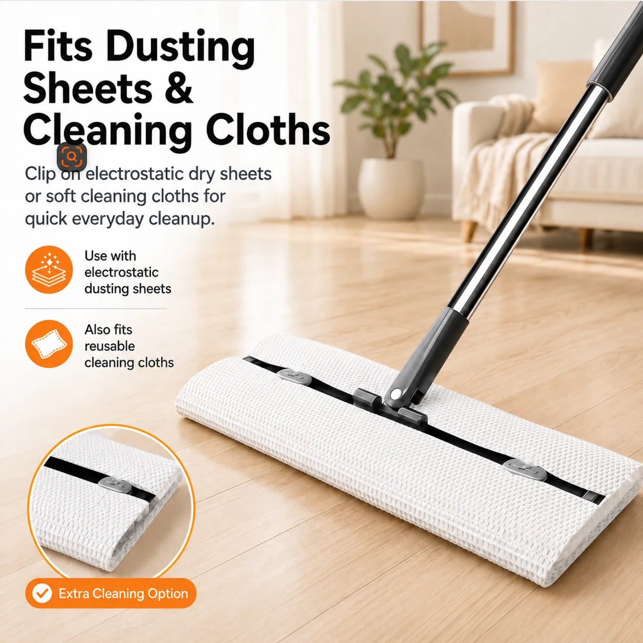 Flat Mop and Bucket Set with Hands-Free Wringer 13-Inch Dual Chamber System