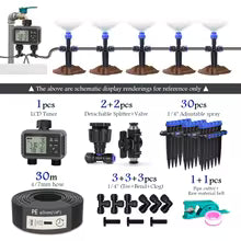 Independent Dual-Channel LCD Watering Timer Irrigation Kit | A-10m Kit