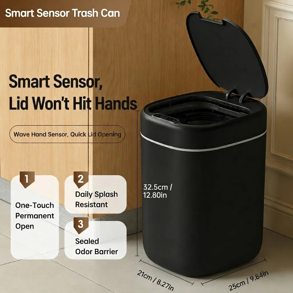 17L Large Capacity Smart Sensor Trash Can with 3 Induction Modes, Touch Control & Odor Sealed Airtight Lid Design, Easy To Clean Durable Touchless Automatic Waste Bin for Bathroom Office Household Use