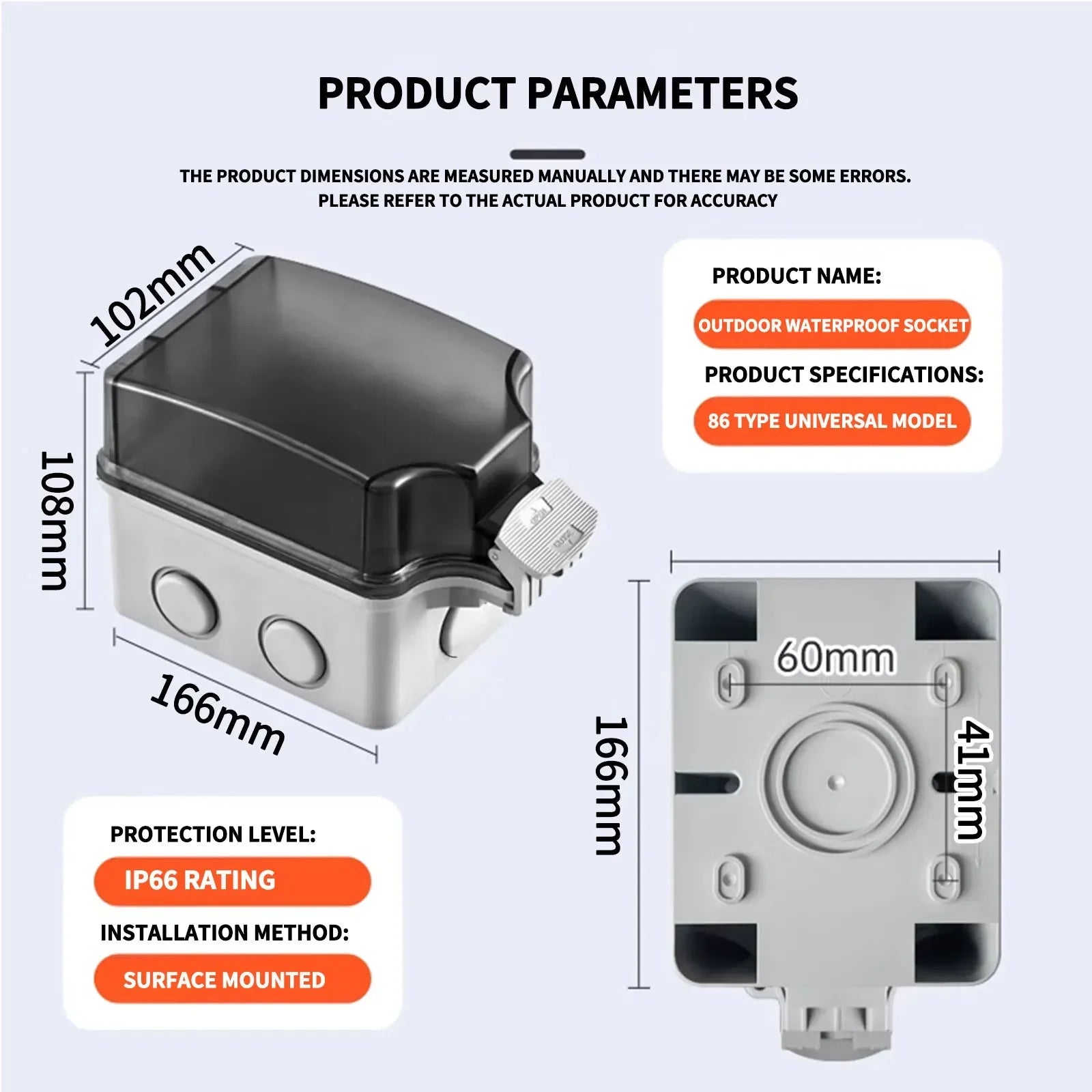 IP66 Weatherproof Outdoor Double Socket | EU