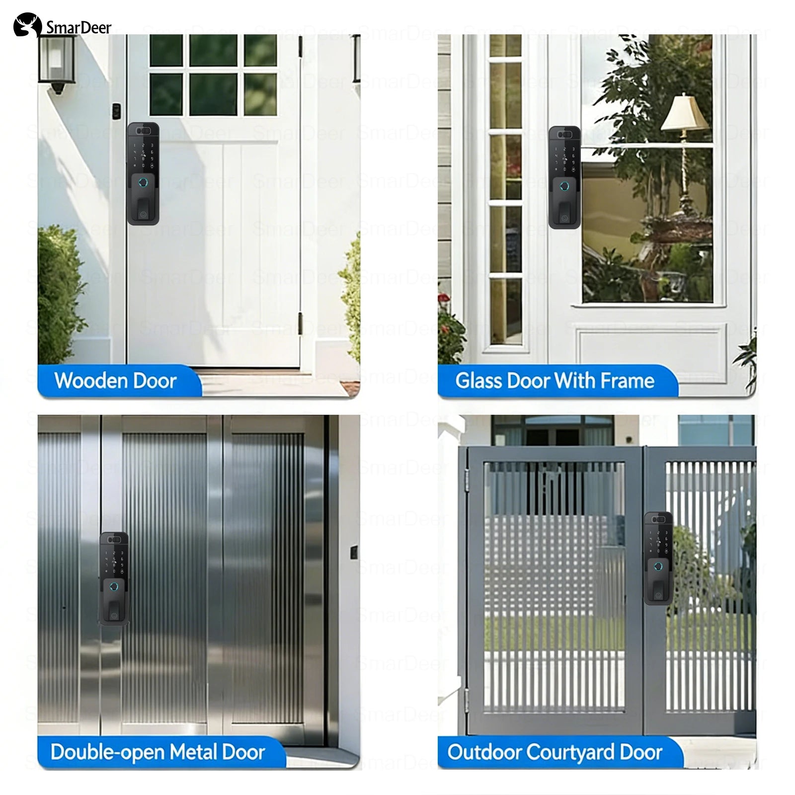 Outdoor Waterproof Fingerprint Lock, Facial Recognition Intelligent Door Lock, Outdoor Door Electronic Lock with Anti-Theft Code