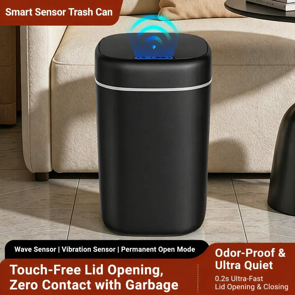 17L Large Capacity Smart Sensor Trash Can with 3 Induction Modes, Touch Control & Odor Sealed Airtight Lid Design, Easy To Clean Durable Touchless Automatic Waste Bin for Bathroom Office Household Use