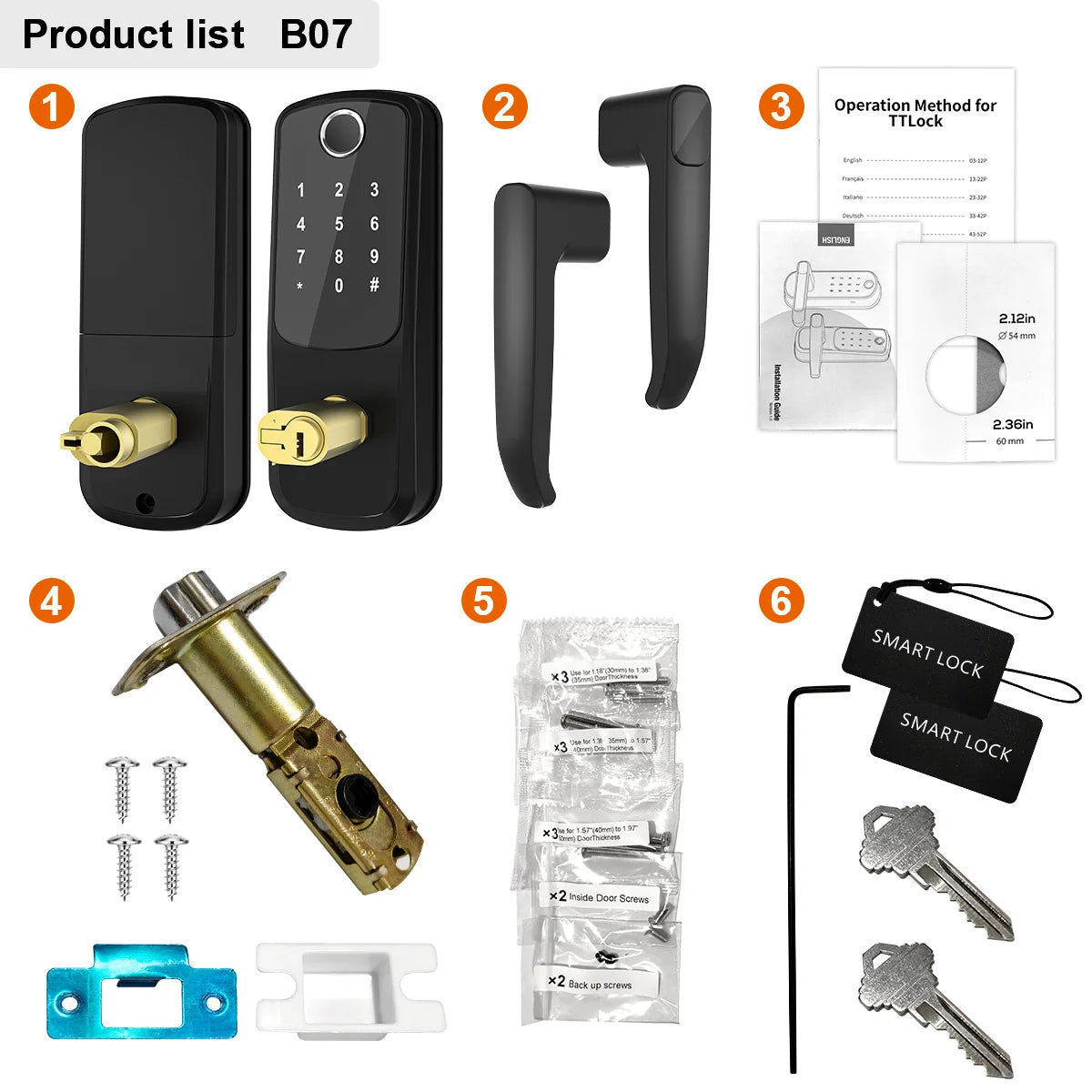 WiFi Smart Door Lock | Biometric Fingerprint, Password, Card & Key | USB Emergency Charger | Silver