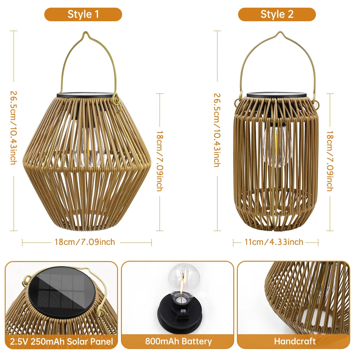Solar Lantern Outdoor Waterproof Hanging Woven Boho Lamp Light for Garden Yard | XM-JGD-BT