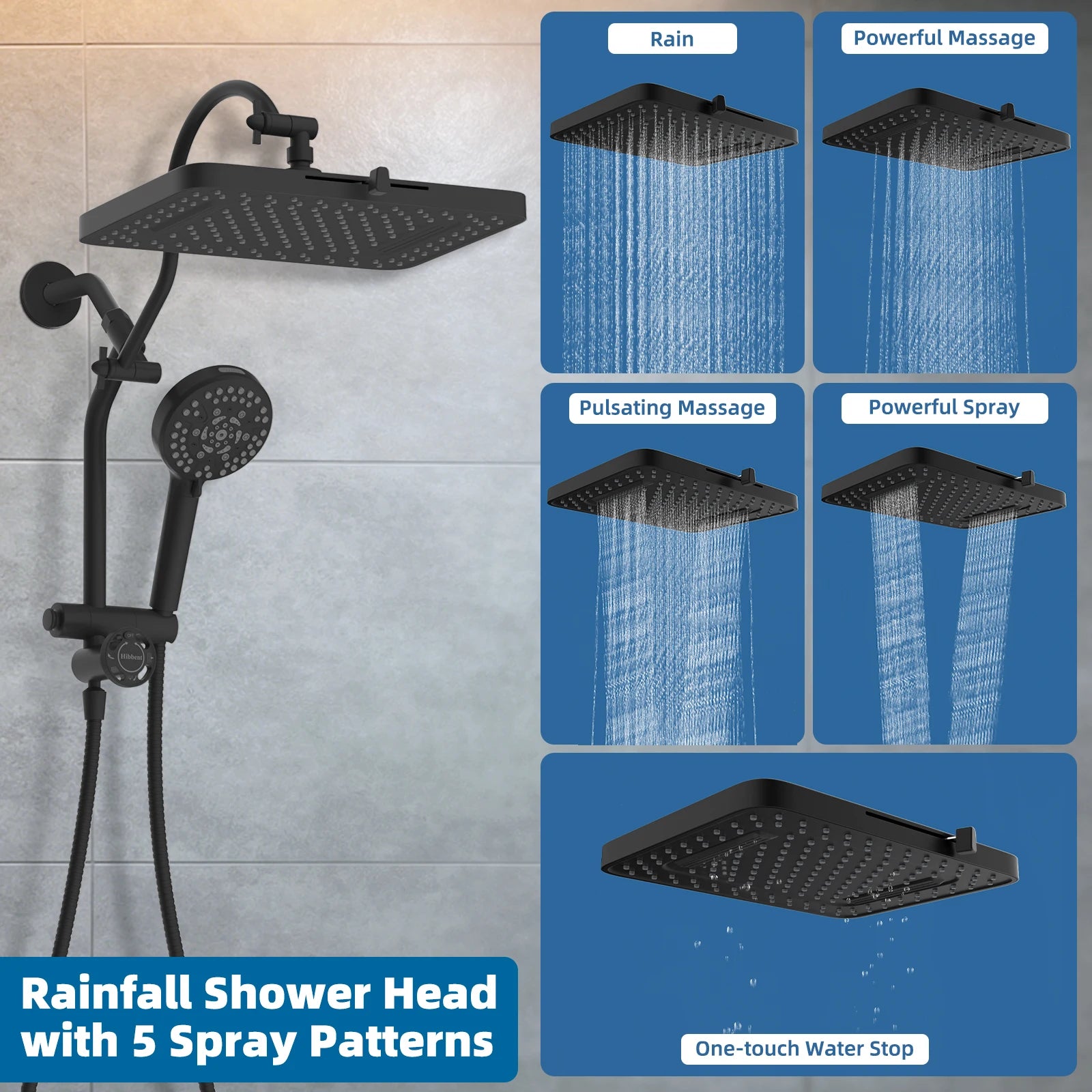 Rainfall Shower Heads with Handheld Combo 13-Inch High Pressure