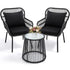 3-Piece Outdoor Bistro Set, Woven Rope Chairs with Cushions, All-Weather Patio Conversation Set with Side Table
