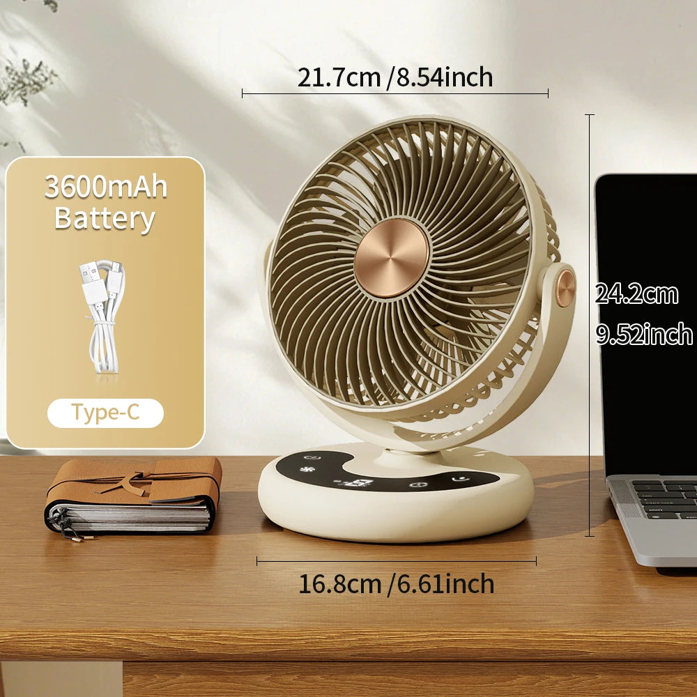 Portable 8-Inch USB Desk Fan with 5 Speeds and Oscillation | F57