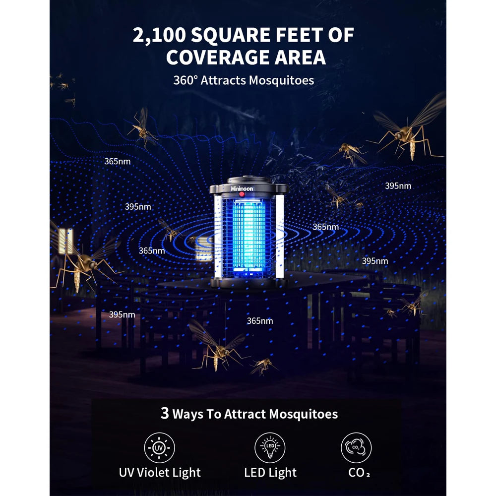 Outdoor Mosquito Bug Zapper Dual LED Light 4200V Electric Fly Trap